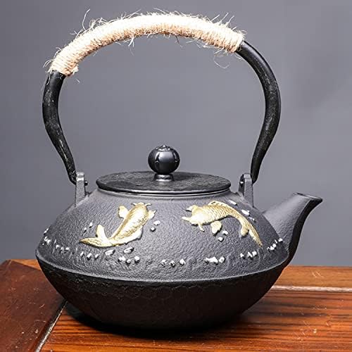 Tea Kettle,Cast Iron Teapot in Japanese Style,Tetsubin Tea Kettle with Stainless Steel Infuser,Die Casting Pattern Stove Safe Kettles,Traditional Iron Teapots,1.2L(Color:O) (Size : F) by Unknown