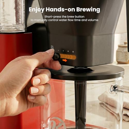 Kismile SCA Certified 8-Cup Coffee Maker, 6-Min Quick Brew, Hot & Cold Brew Coffee Machine, Adjustable Flow Control, Magnetic Anti-Drip, Keep Warm, DIY Manual Mode, Dishwasher Safe, Red - Image 5