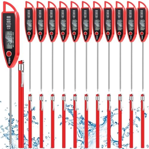Copkim 12 Set Digital Food Thermometer Long Probe Instant,Red by Copkim