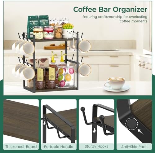 EsLuker.ly Coffee Station Bar Organizer Mug Holder Stand Countertop - Image 4