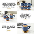 HASENSE 8 OZ Cappuccino Cups with Saucers, Ceramic Espresso Cups Set of 6, Coffee Cup with Handle for Double Shot, Latte, Mocha, Espresso Cups for Home and Office,Blue - Image 5
