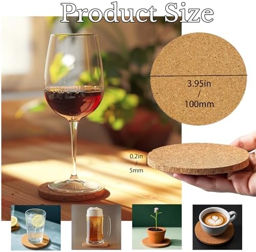 10-100Pcs Custom Coasters Personalized Cork Coasters Bulk Engraved Text/Name/Logo Non-Slip Heat-Resistant Wedding Favors for Guests, Bridal Shower, Business Promotional Gifts (100) - Image 4