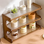 Wooden Mug Display Holder, Bamboo Wood Coffee Mug Organizer Countertop, Counter Shelf for Tea Coffee Bar Accessories, Matcha Stand, Kitchen Condiment Storage Rack,2tier,20.28IN - Image 7