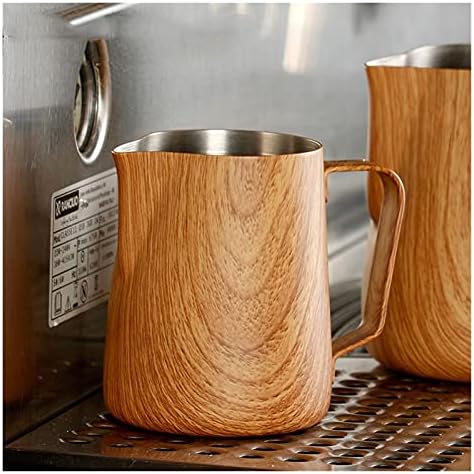 Gravy Boat 300/600ml Graining Stainless Steel Frothing Pitcher Pull Flower Cup Espresso Coffee Jug Milk Frothers Mug Coffee Tools Sauce Jug (Size : 600ml) - Image 3