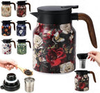 Vintage Teapot with Infuser, 35 oz Insulated Tea Pot for Loose Leaf Tea by Unknown