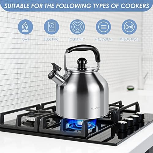 304 Stainless Steel Tea pot Kettles, 4.2 Quart Large Whistling Tea Kettle - Image 3