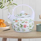 2.3 Quart Vintage Enamel Tea Kettle, Whistling Tea Kettle for Stove Top, Floral Enamel on Steel Teakettle Teapot for Home Kitchen Camping Picnic, Gift for Wedding Housewarming - Image 4