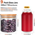DHSBTLS 9 Pack 12 oz Glass Jars with Airtight Bamboo Lids for Kitchen - Image 2