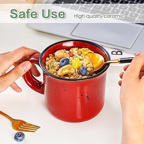 bestone Coffee Mugs Set of 4，16 oz Large Ceramic with Handles,Coffee,Salad,Noodles etc Cups for Cereal Latte,Vibrant Colors (Vibrant 6, 16-oz) - Image 4