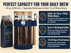 KKC Airtight Glass Coffee Canister 40 oz/1200 ml with Scoop, Holds 1 lb Whole Coffee Beans & Ground Coffee, Clear Storage Jar with Bamboo Lid & Silicone Base Protector for Coffee Bar, Blue - Image 2