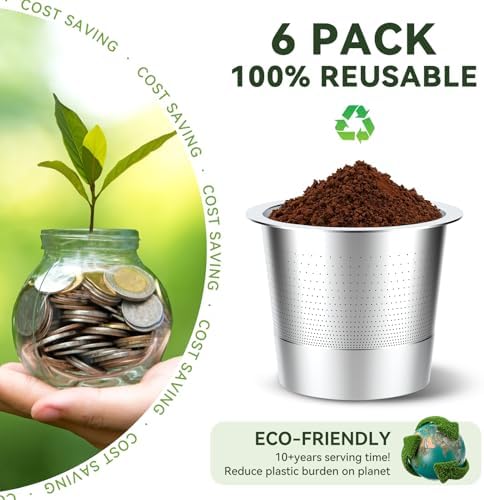 6 Pack Reusable K Cups Coffee Pods for Keurig 1.0: Stainless Steel Refillable K Cup - Reusable Coffee Filter for Keurig 1.0 Coffee Maker, Permanent, Eco-Friendly, Innovative Design - Image 6