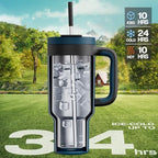 POWCAN 40 oz Tumbler with Handle, 2-in-1 Straw and Sip Lid, Leakproof, Dishwasher Safe, Insulated Stainless Steel Travel Coffee Mug, Keeps Cold for 34 Hours, Fits in Car Cup Holder (Deepsea) - Image 2