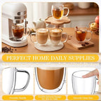 Patelai Glass Coffee Mugs Set of 6, 16 oz Clear Double Walled Coffee Cups Glasses Insulated Latte Mugs with Handle Espresso Clear Cups for Hot and Cold Beverages - Image 3
