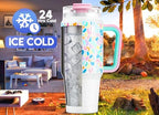 Meoky 32 oz Tumbler with Handle, Insulated Tumbler with Lid and Straw, Stainless Steel Travel Mug, Keeps Cold for 24 Hours, 100% Leak Proof, Fits in Car Cup Holder (Leopard) - Image 2