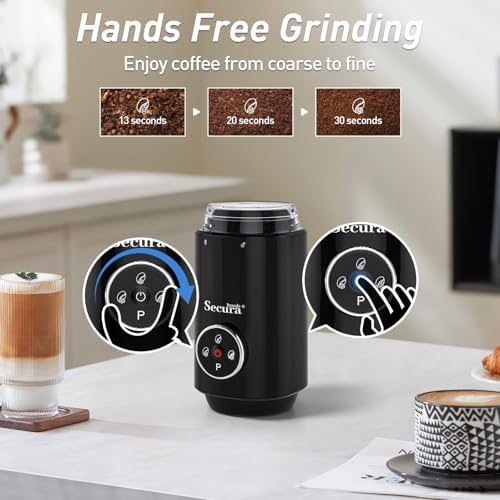 Secura Brands Electric Coffee Bean Grinder, Black - Image 3