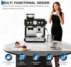 20 Bar Espresso Coffee Machine with Built-in Bean Grinder, 1400W 360° Steam Wand Latte Cappuccino Maker, 30 Grind Levels, Pressure Gauge, Self-Cleaning Stainless Steel Espresso Maker for Home Barista - Image 2