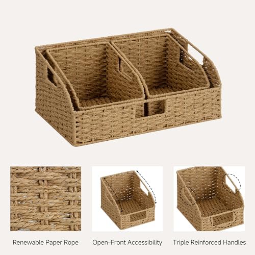 StorageWorks Paper Rope Shelf Basket, Pantry Storage Basket, Natural, 3Pack - Image 3