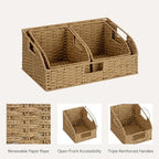 StorageWorks Paper Rope Shelf Basket, Pantry Storage Basket, Natural, 3Pack - Image 3