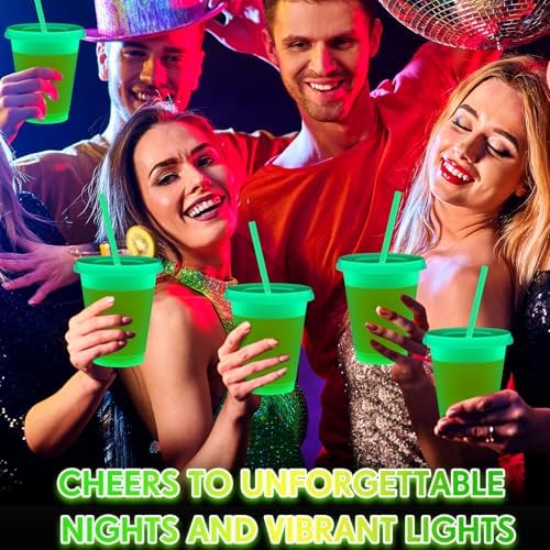 Honeydak 30 Pack 16 oz Glow in the Dark Halloween Cups, Fluorescent Green - Image 6