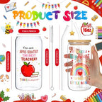 Vesici 6 Set Teacher Appreciation Gifts Thank You Glasses Cups 16 oz Drink Cup with Lid Straw and Stopper Can Shaped Beer Tumbler Christmas Appreciation Gifts with Cards and Bow for Party Favor - Image 2