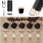 Portable Electric Coffee Grider with 40 Adjustable Levels Fine to Coarse Setting, Ceramic Conical Burr, for Home, Office, Travel, Camping, 1800mAH Rechargeable (black C, stainless steel burr) - Image 5