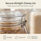 78oz Large Square Airtight Glass Jars with Lids, Wide Mouth Food Storage Canisters, Hold 4lb Sugar or 5lb Rice, Heavy Duty Pantry Containers for Flour, Coffee, Bulk Storage - Image 3