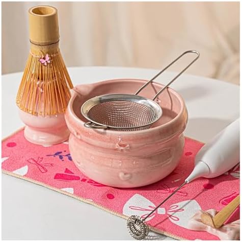 Matcha Tea Set 8pcs Ceramic Bowl Bamboo Whisk Spoon Brush Complete Starter Kit For Ceremony(8 PCS Matcha Set 06) - Image 3