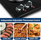 CUSIMAX Hot Plate, 1800W Electric Burner Double Hot Plate for Cooking,Black - Image 4