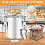 304 Stainless Steel Food Containers with Lids,21L/40LBS Airtight Food Storage Containers with Lock Clips for Flour Rice Sugar Coffee Bean,Stainless Steel Food Storage Containers for Kitchen - Image 2