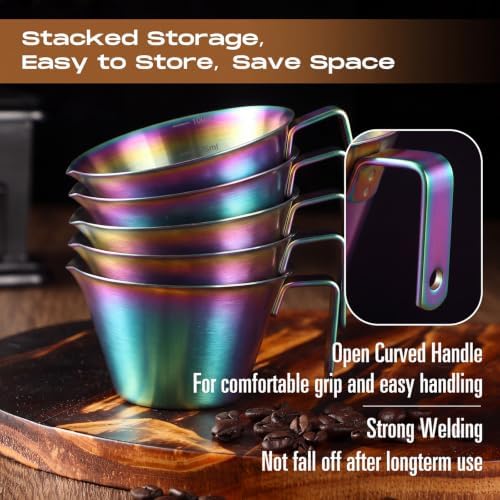 Honeydak 12 Pcs Stainless Steel Espresso Shot Cup 3.4 Oz/ 100 ml Espresso Measuring Cup with Spout and Handle Stainless Steel Coffee Shot Glasses Scale Metal Coffee Measuring Accessories(Colorful) - Image 3