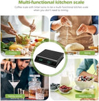 Digital Coffee Scale, Tiny Espresso Scale with Timer, 3KG 0.1g LED Touch Screen Precise Auto Timing Rechargeable Pour Over Coffee Scale for Home Kitchen - Image 4