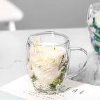 Cup 350ML Double Wall Coffee Glass with Handle Tea Mug - Image 2