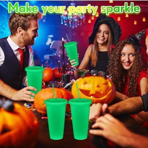 Honeydak 60 Pack 24 oz Glow in the Dark Halloween Cups, Fluorescent Green - Image 6