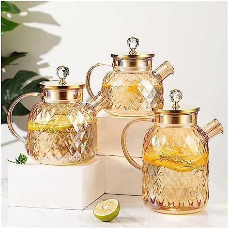 Water Pitcher Glass Cold Kettle high Temperature Resistant Household Set Family with Cold Kettle Juice Pot tie Pot teapot Water Jug(L) - Image 5