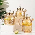 Water Pitcher Glass Cold Kettle high Temperature Resistant Household Set Family with Cold Kettle Juice Pot tie Pot teapot Water Jug(L) - Image 5