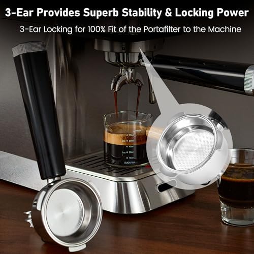 58MM Portafilter Double Spouts 3 Ears, 316 Stainless Steel Espresso Portafilter with 0.38MM Ultra-Fine Filter Blocks Grounds, Coffee Portafilter with Ergonomic Handle Fits Palm,Fits CASABREWS,Breville - Image 6