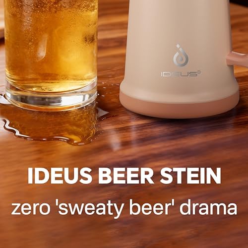 Ideus Insulated Beer Stein, 24/34oz Stainless Steel Double Walled Beer Mug Giant Bar Drinkware Metal Beer Cup with Big Grip Handle (Pale Nude, 34 ounces (1,000ml)) - Image 5