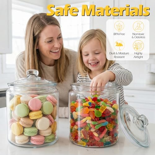 Masthome Glass Cookie Jar with Airtight Lid, 1 Gallon, Wide Mouth Storage - Image 5