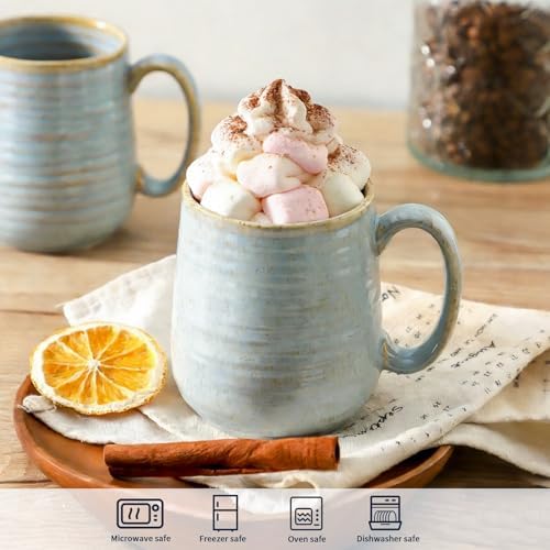 HASENSE Coffee Cups Ceramic, 15 Oz Reactive Glaze Coffee Mugs Set of 4 - Image 4