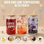 Glass Cups with Lids and Straws, 6Pack, 16oz, Inspirational Health - Image 4