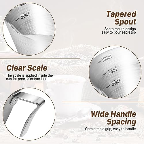 8 Pack Espresso Shot Cups with Handle Espresso Measuring Cup Dishwasher Safe Stainless Steel Pouring Cup for Tomato Sauce|Steak Sauce|Dessert|Beverage (Matte Glossy) - Image 5