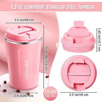 Sieral 4 Pcs 13 oz Travel Coffee Mug Insulated Reusable Coffee Cups with Leakproof Lid Stainless Steel Portable Tumbler for Keep Hot or Ice Milk Tea(Pink) - Image 2