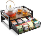 Tea Bag Organizer for Countertop with 8-Slot Drawer by deepredcoast