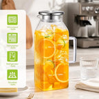 Aofmee Glass Pitcher with Lid for Fridge, 68oz Square Iced Tea Pitcher - Image 2