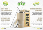 Beast 30 oz Tumbler Stainless Steel Vacuum Insulated Coffee Ice Cup Double Wall Travel Flask (Sand) - Image 2