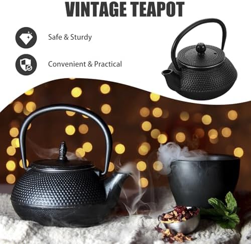 Cast Iron Teapot 0.3l Black Xmas Small Tea Pot Retro - Image 5