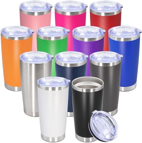 20oz Tumbler Stainless Steel Tumbler Coffee Tumbler with Lid Mix, 12P by AUWBON
