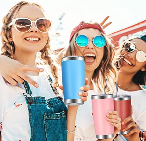 VEGOND 20oz Tumbler with Lid and Straw Stainless Steel Tumbler Cup Bulk Vacuum Insulated Double Wall Travel Coffee Mug Powder Coated Coffee Cup, Sky Blue, 12 Pack - Image 6