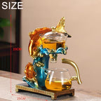YUDIZWS Lazy Kungfu Drip Teapot,Heat Resistant Tea Set,Sturdy High Borosilicate Glass Teapot,Magnetic Water Diversion Semi-Automatic Teapot Set Magic Tea Set of Holiday Gifts,B fish teapot - Image 2