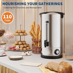 110-Cup Commercial Coffee Urn – 16L Large Stainless Steel Electric Coffee Maker with Double-Wall Insulation and Filter Basket – Suitable for Buffets, Catering, Parties, Weddings, and Business Events - Image 6
